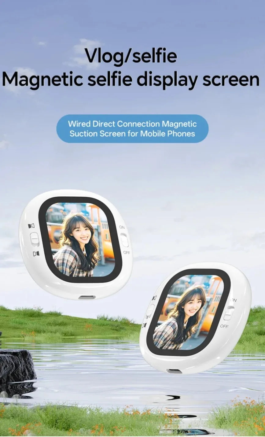 Mini Wireless Selfie Monitor Screen Magnetic 4K Bluetooth Selfie Monitor Screen with Vlog Live Stream /Selfie for iPhone/Android