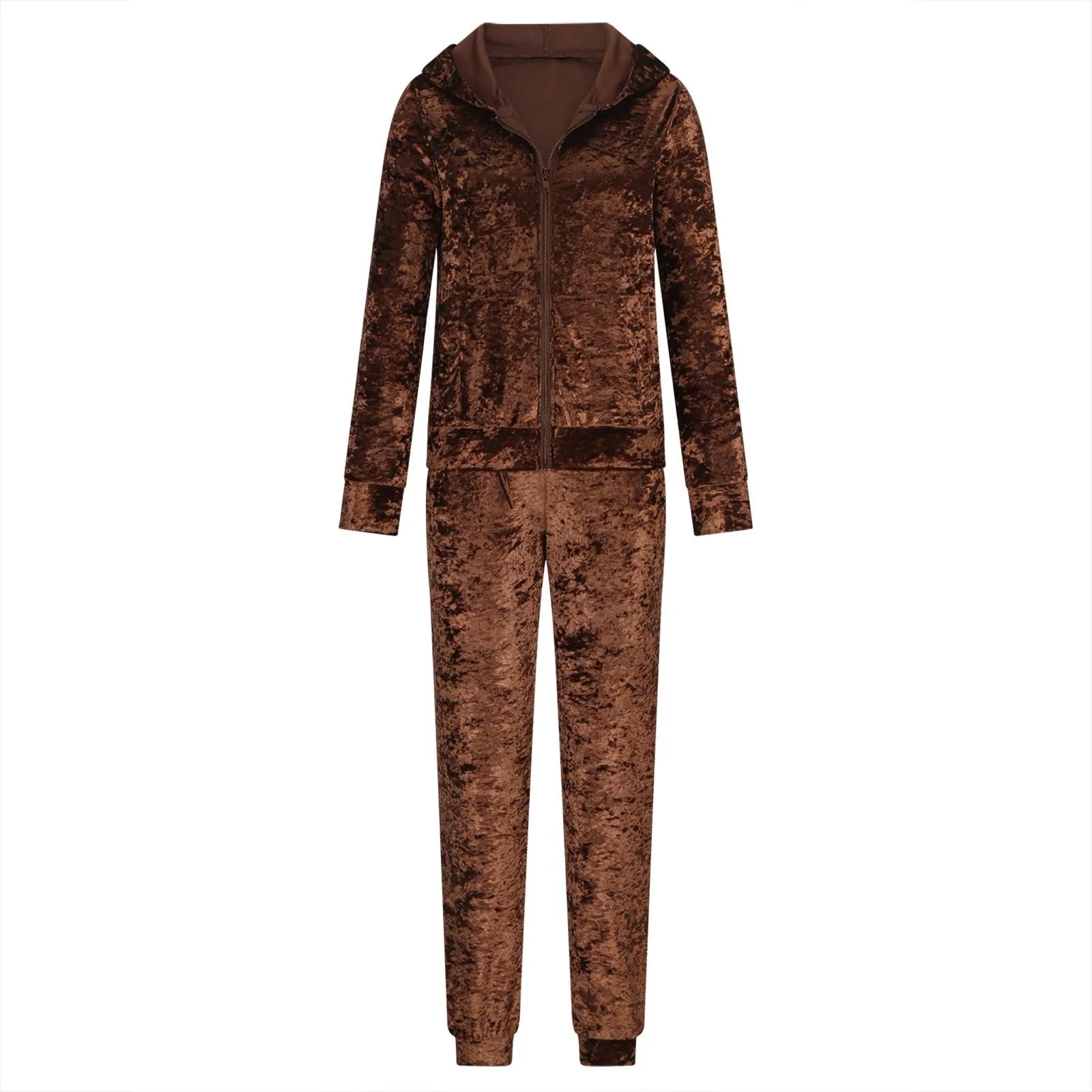 Two Pieces Women Pant Sets Solid Matching Sets Zipper Hooded Top Empire Drawstring Waist Pant Loose Casual 2025 Spring Autumn