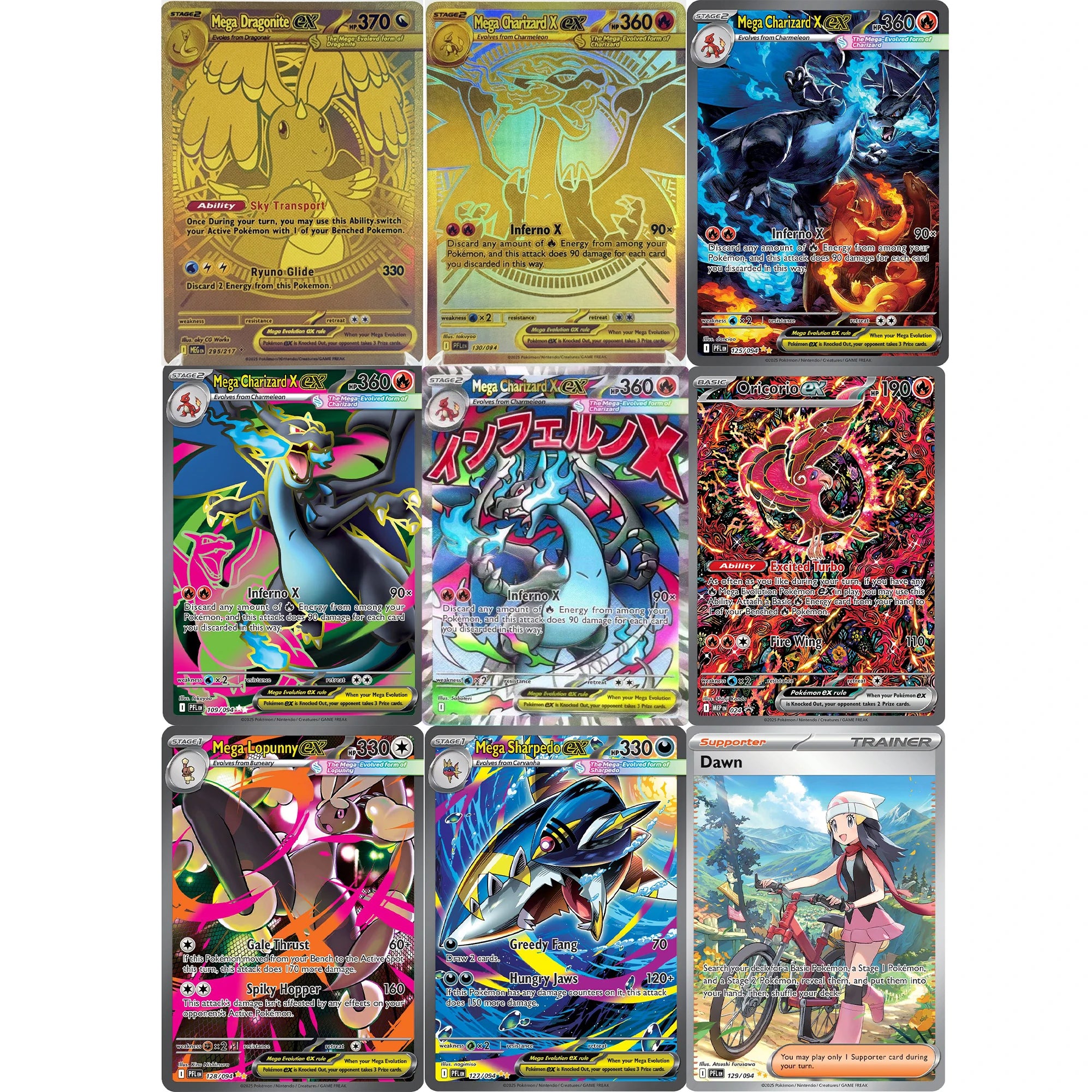 PKM PTCG Card ASC/MEG/PFL Mega Charizard Y ex Lucario Gardevoir Rare Card Replica Proxy Game Cards English
