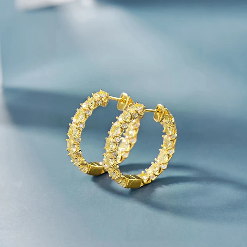 Huitan Aesthetic Women Hoop Earrings Silver Color/gold Color Fashion Daily Party Accessories Elegant Wedding Jewelry Inlaid CZ