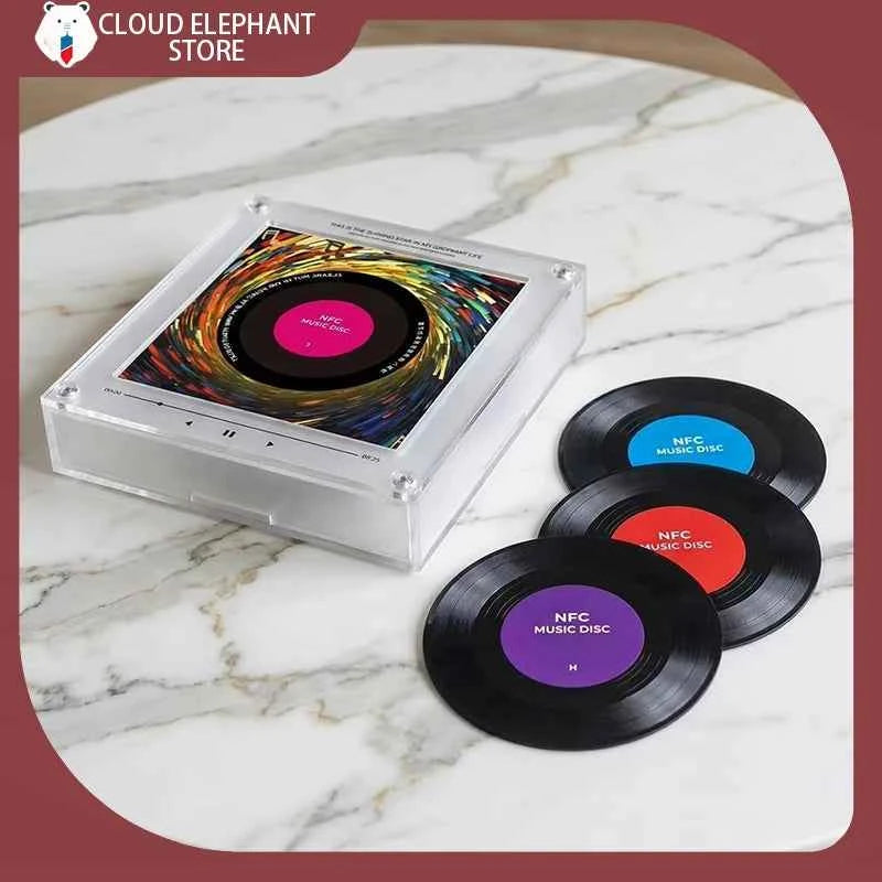 IN STOCK NFC Sensing Song Player With 9 empty discs&Night Light Automatic Singing Refrigerator Magnetic Rotary Disc Machine Gift