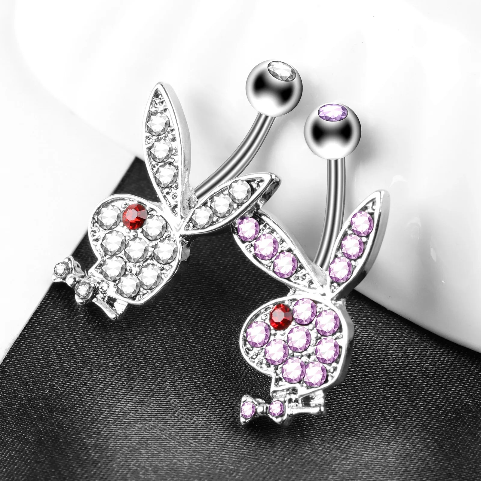Stainless steel cartoon rabbit navel ring navel nail body piercing ornaments