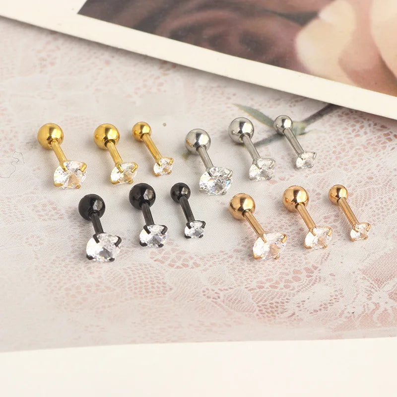 Stainless Steel Hoop Piercing Earring For Women Zircon CZ Cartilage Piercing Helix Daith Conch Tragus Rook Lobe Ear Ring Jewelry