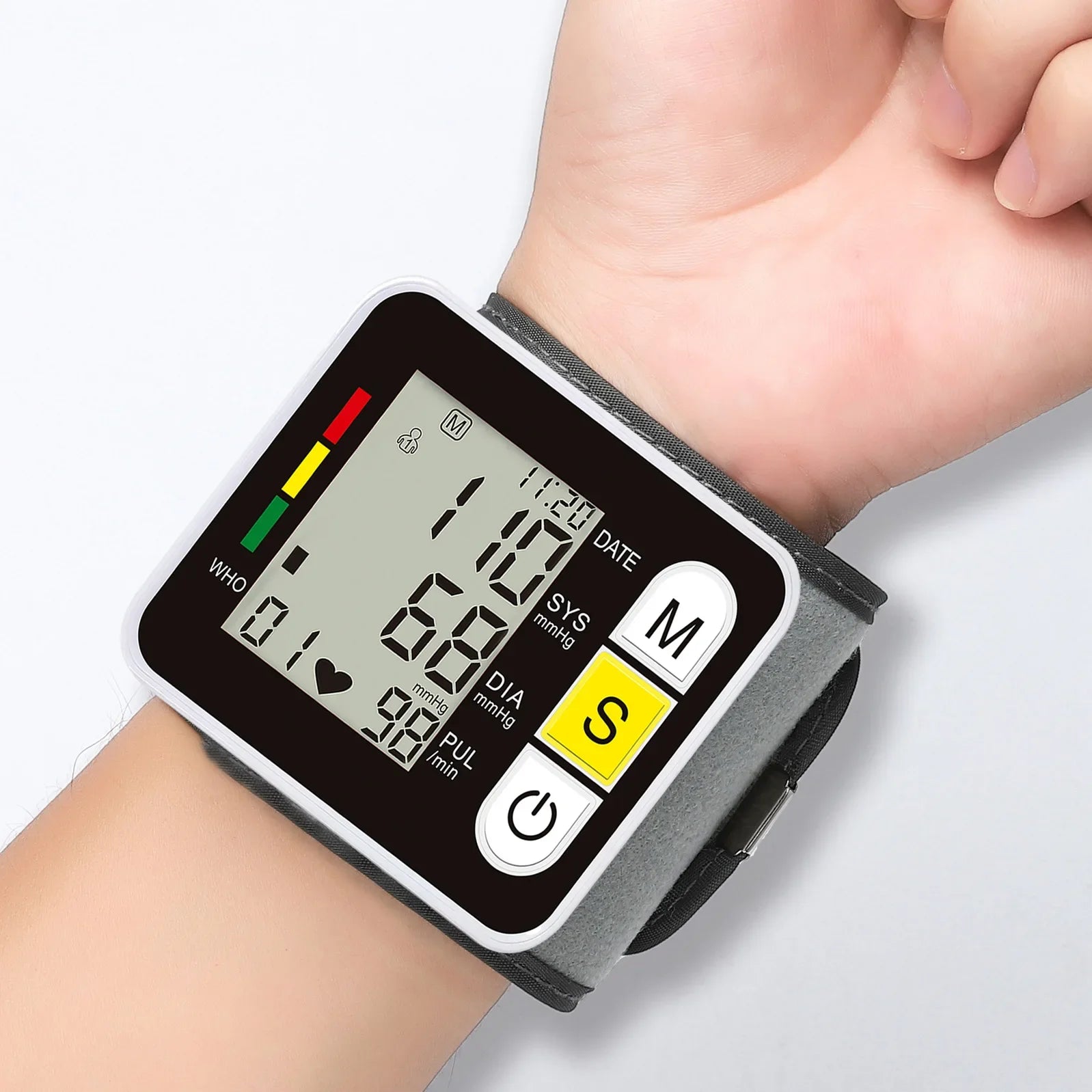 Automatic Tonometer Wrist Blood Pressure Monitor Sphygmomanometer PR LCD Screen Medical Digital Heart Rate Pulse Meter Measure