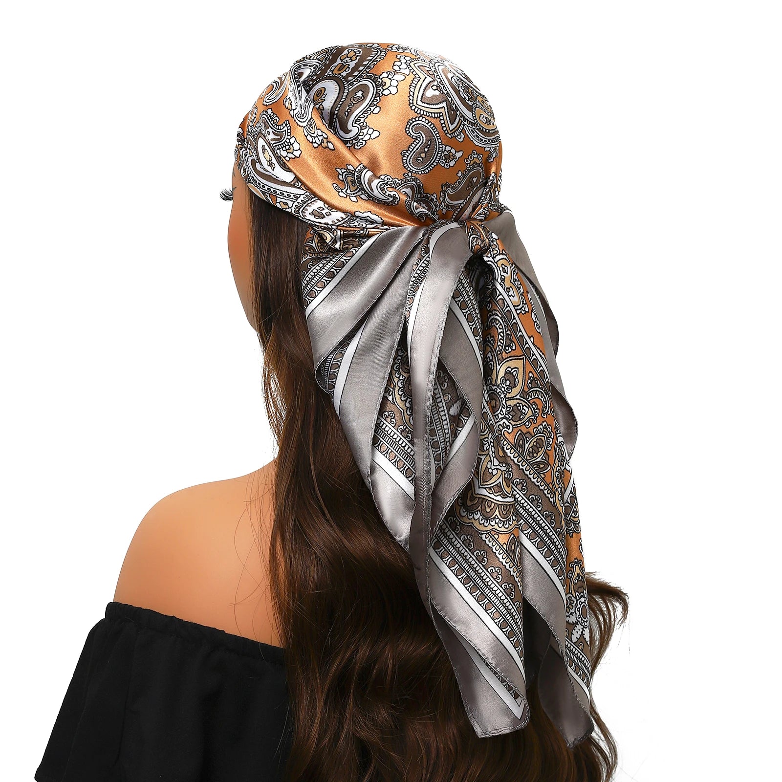 Head Scarf Women Luxury Brand Square 90*90cm Silk Foulard Satin Bandana Cheveux Soft Neckerchief Hijab Hair Scarves For Ladies