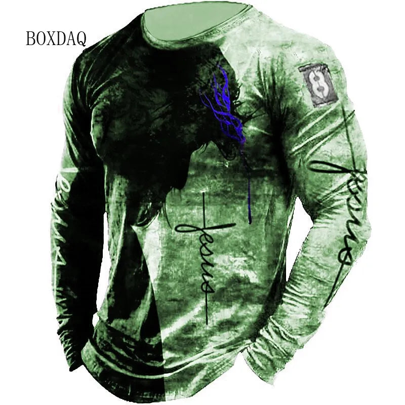 Vintage Gothic Men's Long Sleeve T-shirts Spring Autumn 3D Print Casual Cotton Tops 6XL Plus Size Male Clothing Street Tees