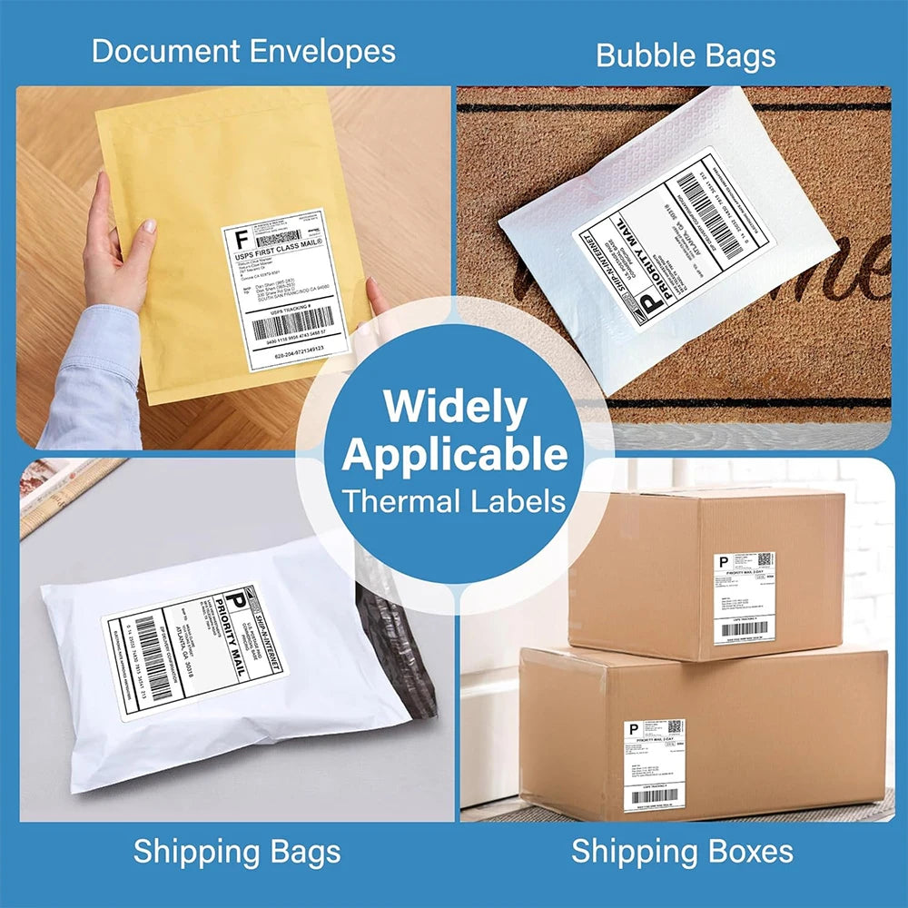 4x6 Inch Thermal Shipping Label Paper 100/200/300/500PCS Adhesive Paper For Express Waybill DHL UPS Express Barcode All-Purpose