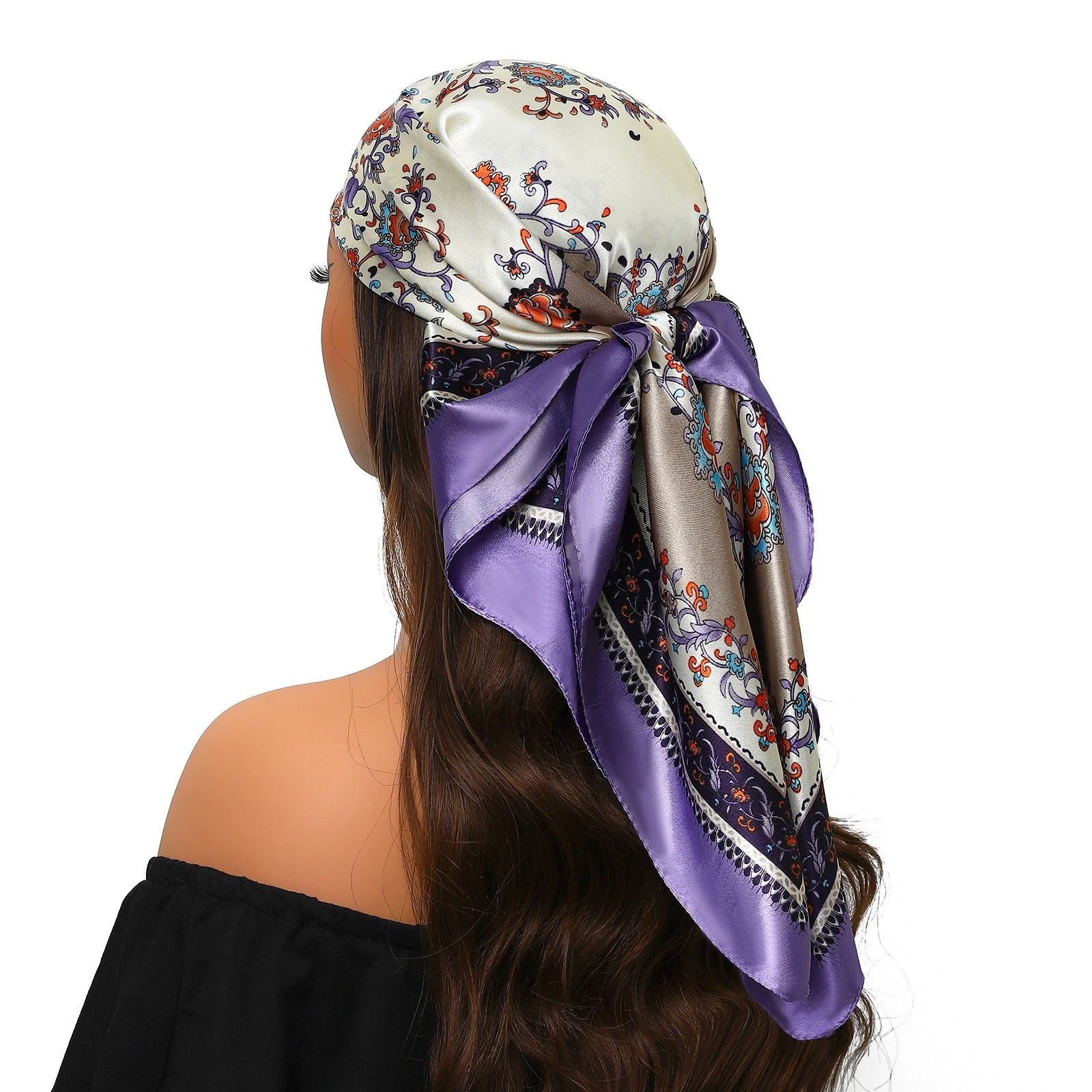 Head Scarf Women Luxury Brand Square 90*90cm Silk Foulard Satin Bandana Cheveux Soft Neckerchief Hijab Hair Scarves For Ladies