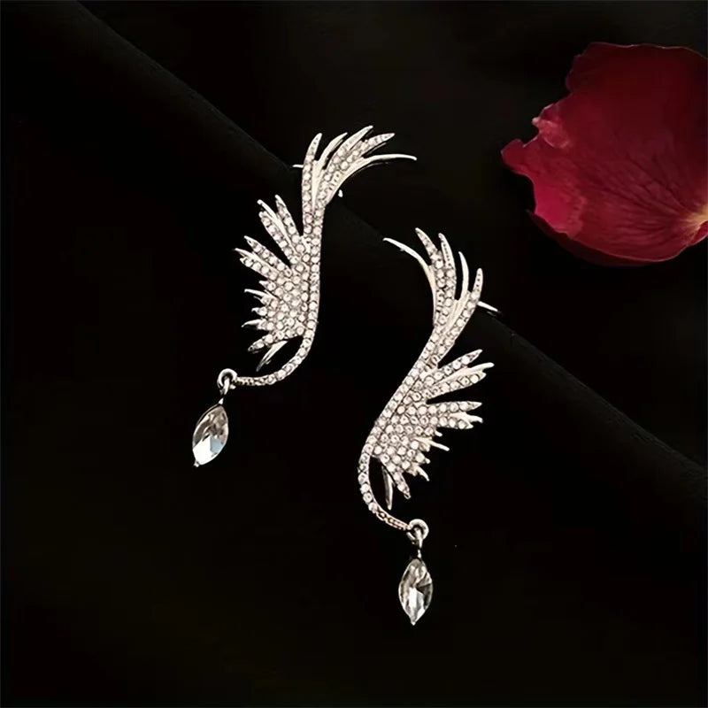 Silver Color Angel Wings Stud Ear Clamp Earrings Popular For Women Popular Jewelry Party Accessories Wholesale