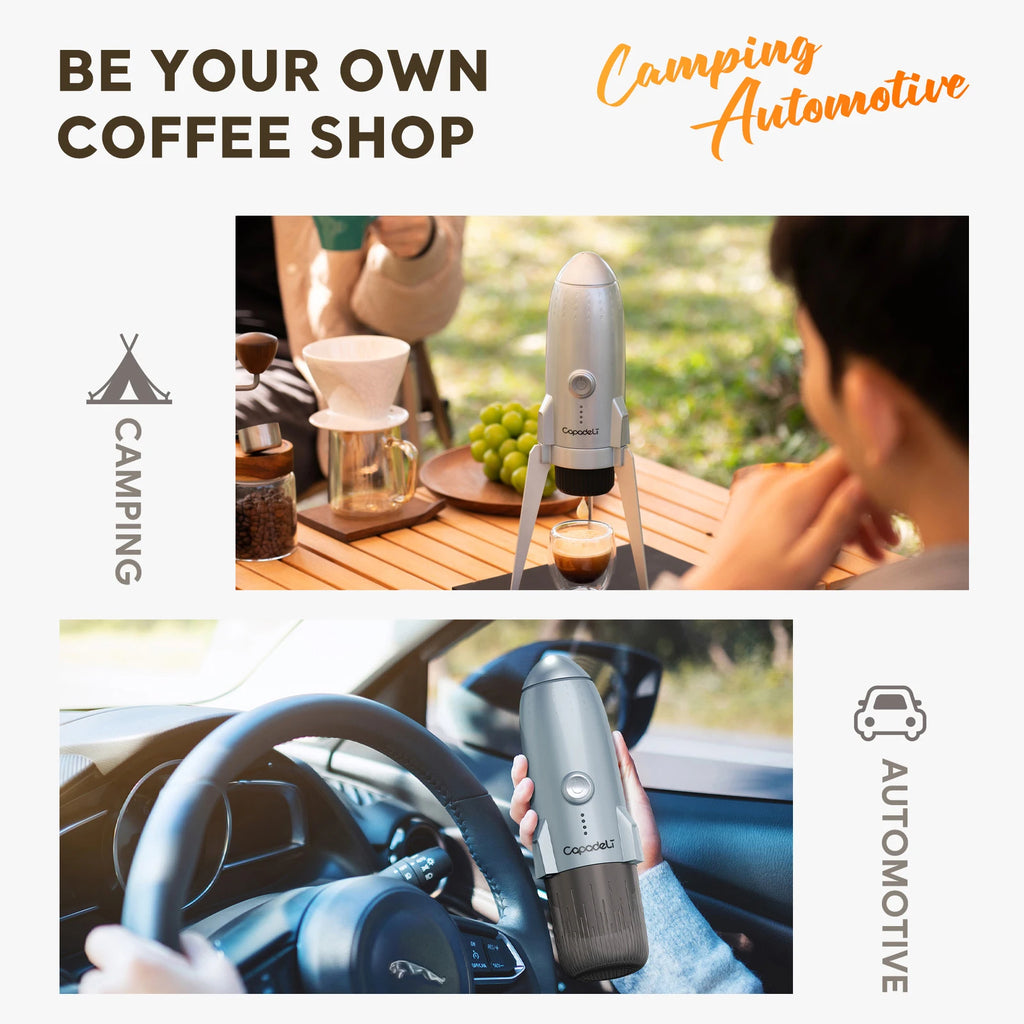 Portable Electric Espresso Machine Travel Coffee Maker for Camping 3 in 1 Self-Heating for Ground Coffee & DG NS Capsule Pods