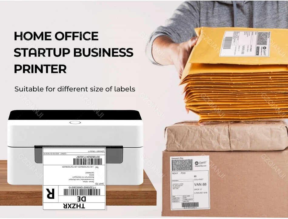 4x6 Shipping Label Printer WiFi Bluetooth USB Thermal Sticker Maker Desktop Barcode Printer for High Speed Express Airway Bill
