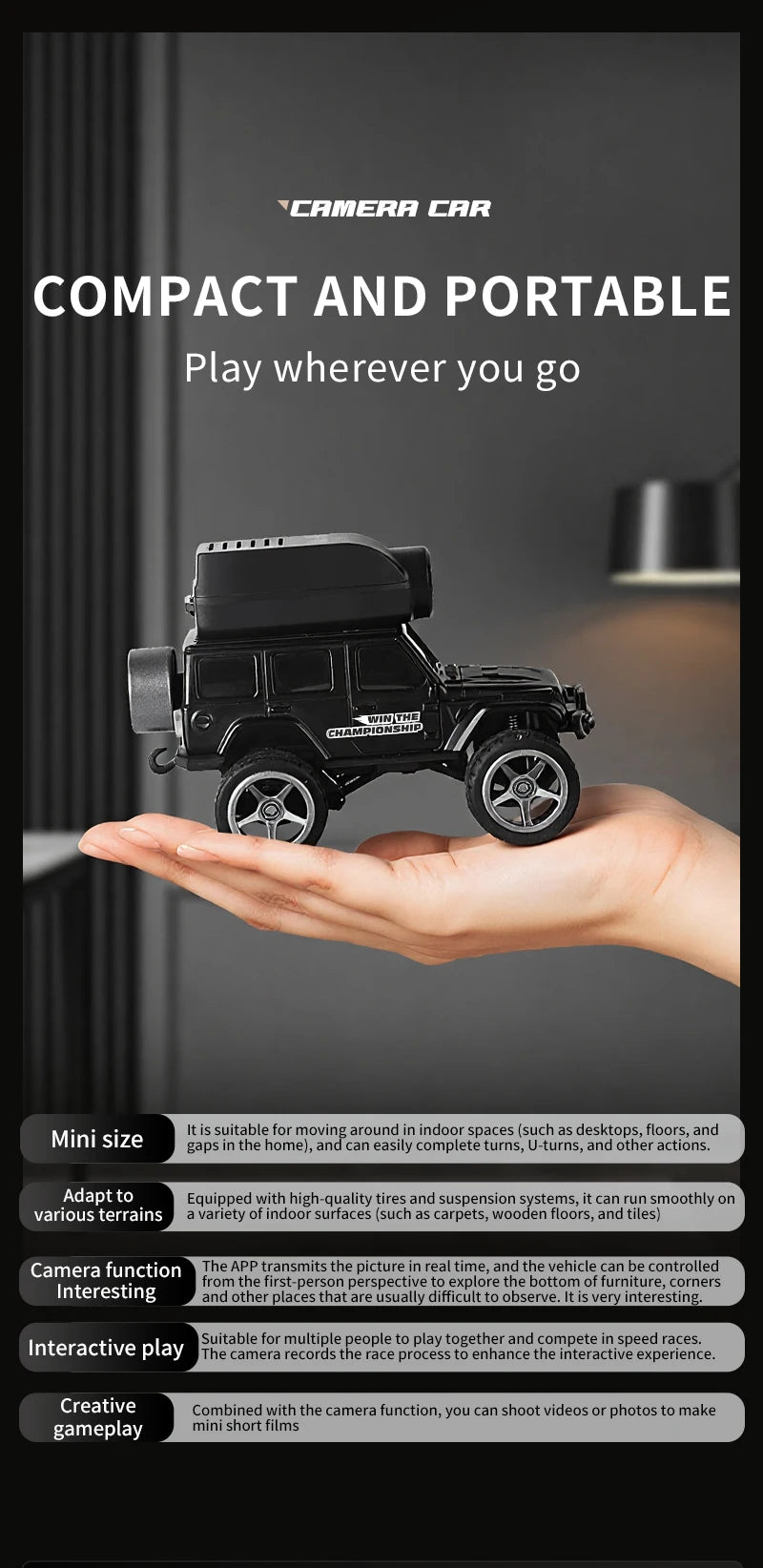 1:64 Mini RC Car 2.4G Remote Contorl Vehicle with Camera WiFi APP Control High Speed Racing Stunt Cars Toy Gift for Kids
