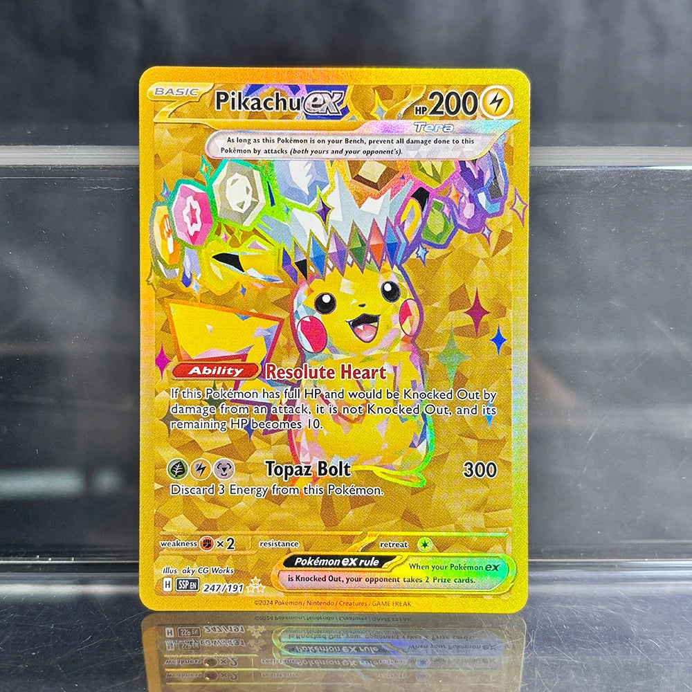 PKM Single Cards Pikachu Charizard EX Bubble Mew Game Rare Collection Cards PTCG Rainbow Proxy Cards