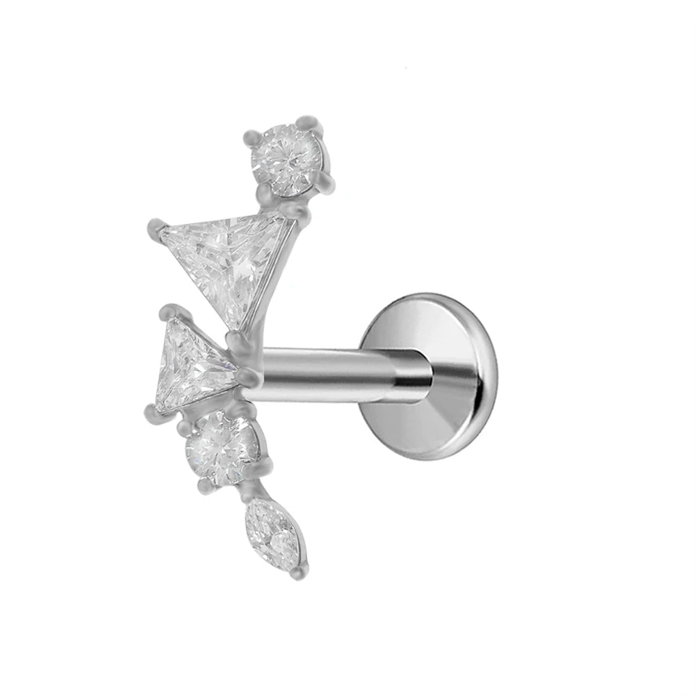 Leaf Helix Piercing Jewelry Forward Helix CZ Earring 100% 316L Stainlesss Steel Internally Threaded Tragus Stud