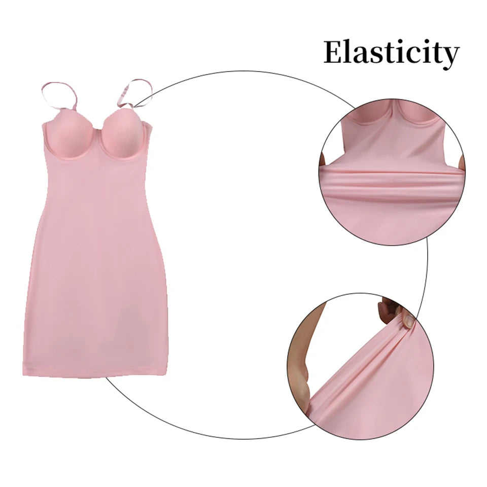 Shapewear Women Sexy Dress Control Slips Dress With Bra Push Up Slimming Sheath Underwear Body Shaper Waist Trainer Corset