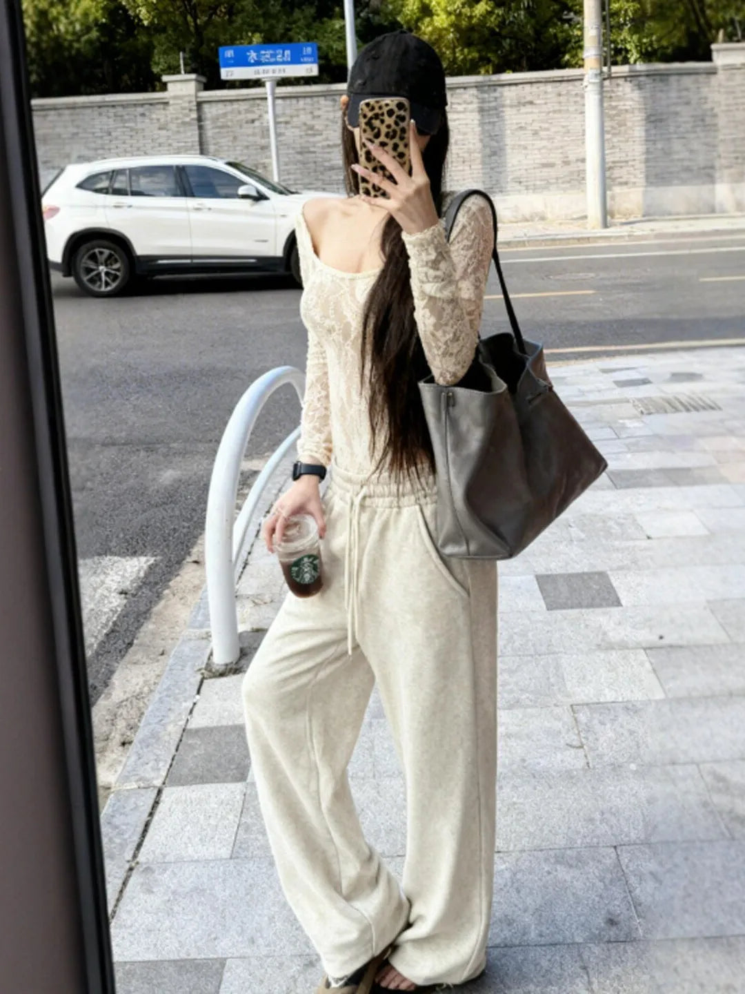 Sexy Lace Jumpsuit Casual Pants Two-Piece Set Ele Clete OOTD Spring 2026 Comfortable High Waist V-Ne Long Sve T-S...
