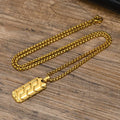Geometric Tire Pattern Pendants Stainless Steel Men Personalized Trendy Square Pearl Necklace Fashion Jewelry Birthday Gift