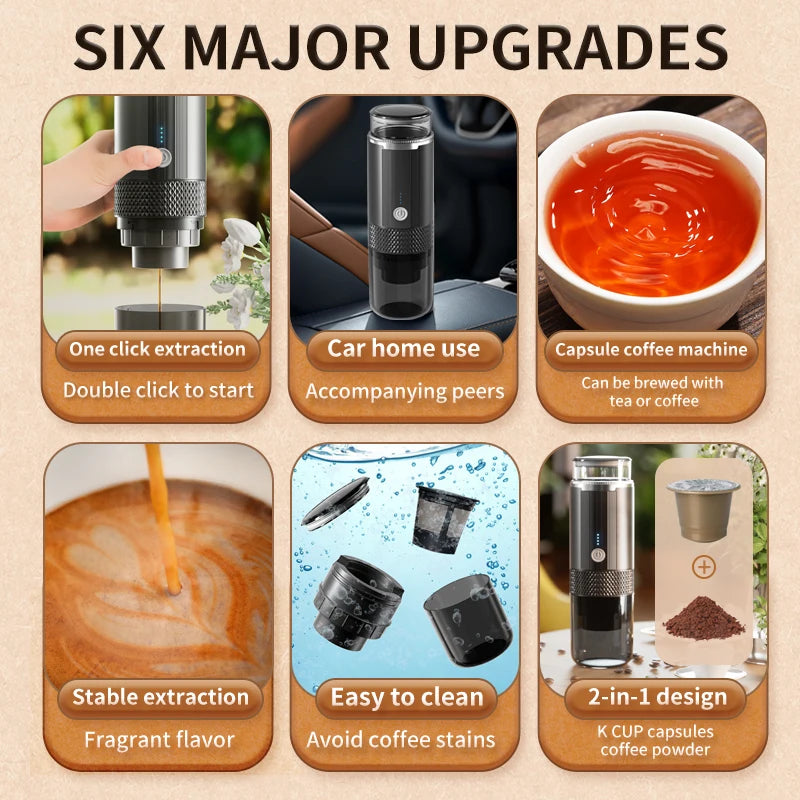 Electric Portable Coffee Machine Capsule Ground Coffee Brewer Suitable for Coffee Powder And Coffee Capsule - Coffee Maker