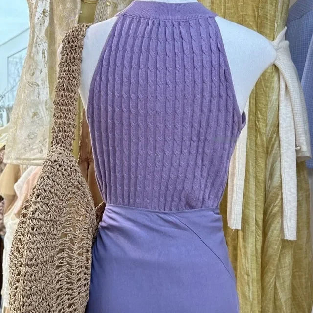 Women's Clothing Two Piece Sets Knitting Tunic Sleeveless Vest High Waist Bandage Skirt Suit Roupas Femme Fashion Korean Outfits