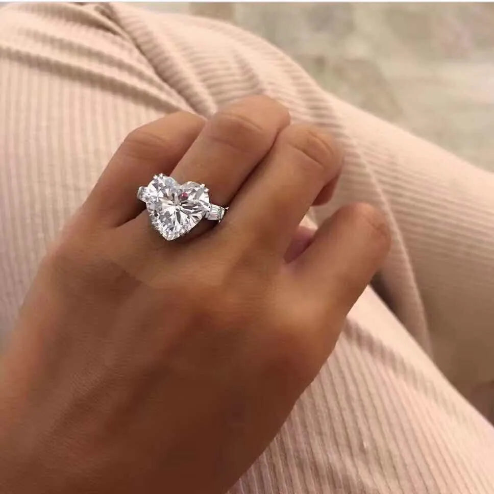 Original 925 Sterling Silver Wedding Engagement finger Rings For Women Topaz 5ct Asscher cut Simulated Diamond Platinum Jewelry
