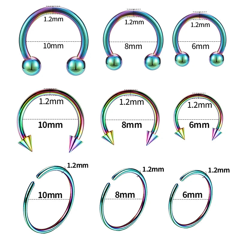 9pcs/lot Steel Ear Piercings Helix Piercings Eyebrow Piercings Lip Labret Rings Earring Tragus Barbell Piercings Body Jewelry