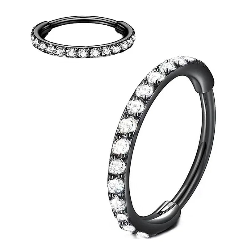 Stainless Steel Hoop Piercing Earring For Women Zircon CZ Cartilage Piercing Helix Daith Conch Tragus Rook Lobe Ear Ring Jewelry