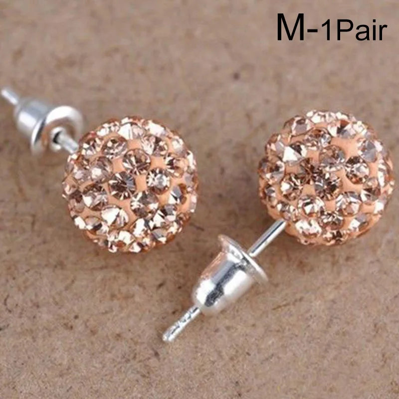 New Fashion Jewelry Full Rhinestone Ball Earrings Autumn and Winter Fashion Korean Temperament Earrings for Women Party Gift