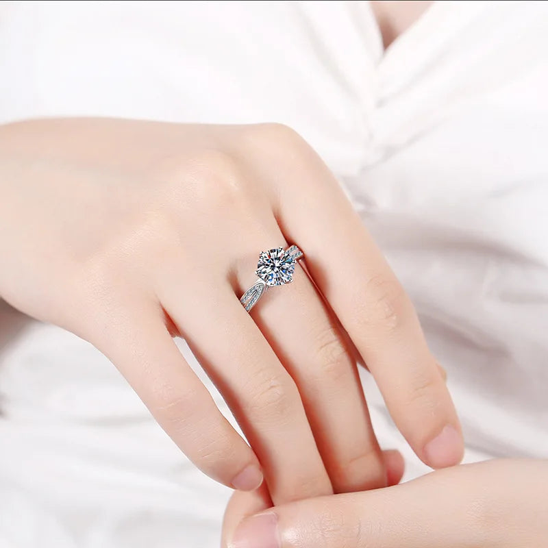 925 Sterling Silver Rings For woman Shining crystal adjustable size Fashion Gifts engagement wedding high quality Jewelry