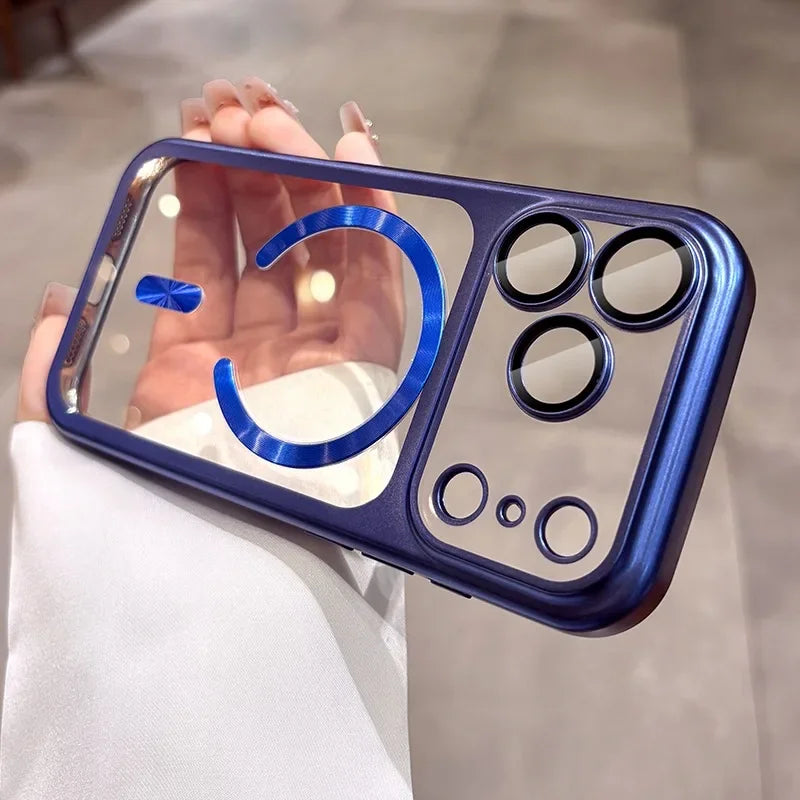 New Plating Transparent For Magsafe Magnetic Case for IPhone 17 17Pro 17 Pro Max 17 Air Original Soft TPU Lens Protector Cover