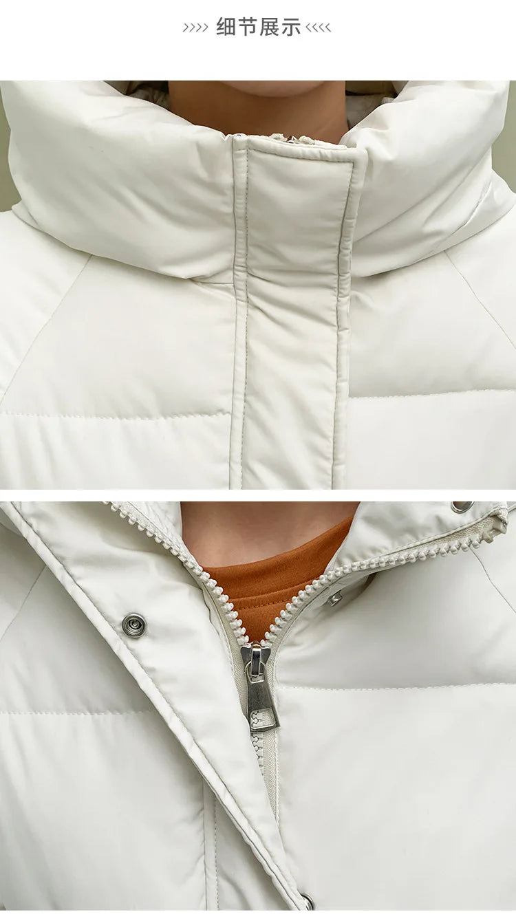 Clothing Women Cotton-Padded Jacket 2025 New Casual Elegant Loose Solid Color Warm Hooded Winter Warm Women Cotton Jacket H537