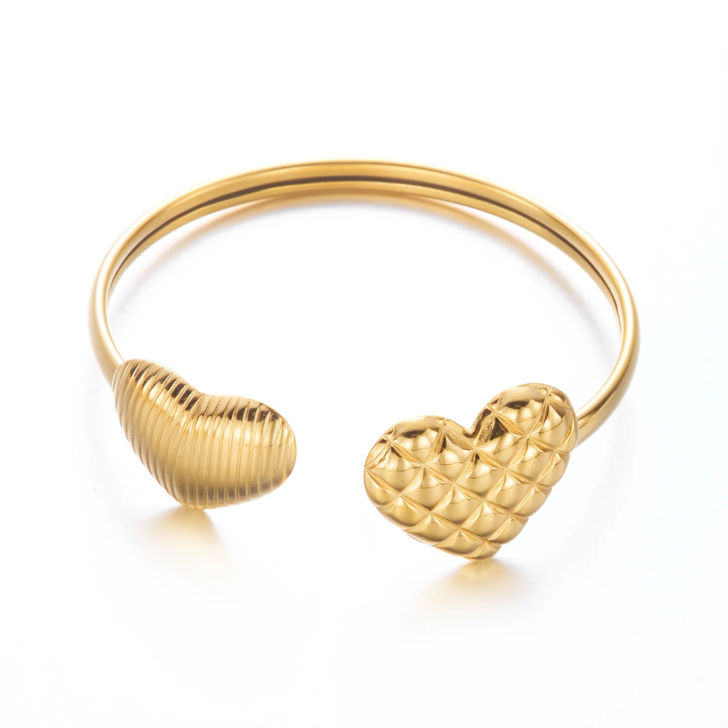 New Classic Sun Moon Pattern Open Bangles Bracelet For Women Gold Color Stainless Steel Heart Cuff Bracelet Hand Ornament Gift