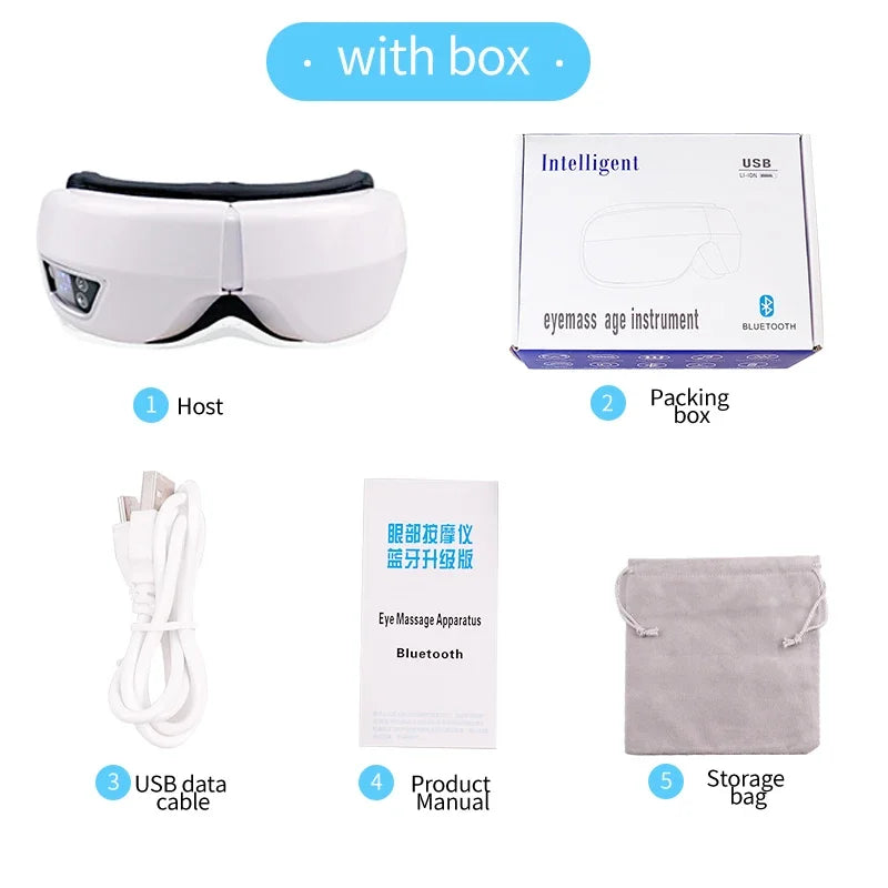 Eye Massager Smart Foldable Vibration Airbag Compress Eye Massage Instrument Bluetooth Music Eye Care Glasses Eye Relax Fatigue