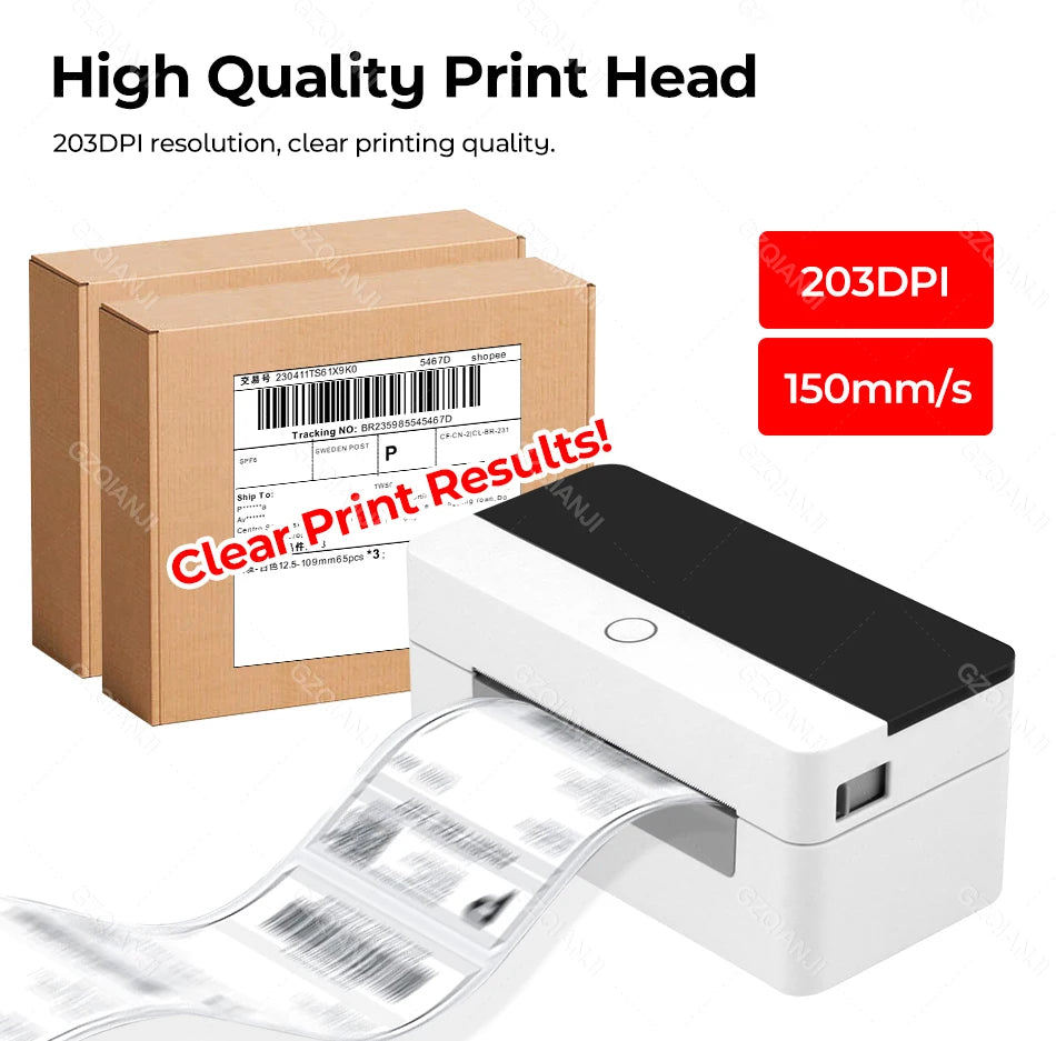 4x6 Shipping Label Printer WiFi Bluetooth USB Thermal Sticker Maker Desktop Barcode Printer for High Speed Express Airway Bill