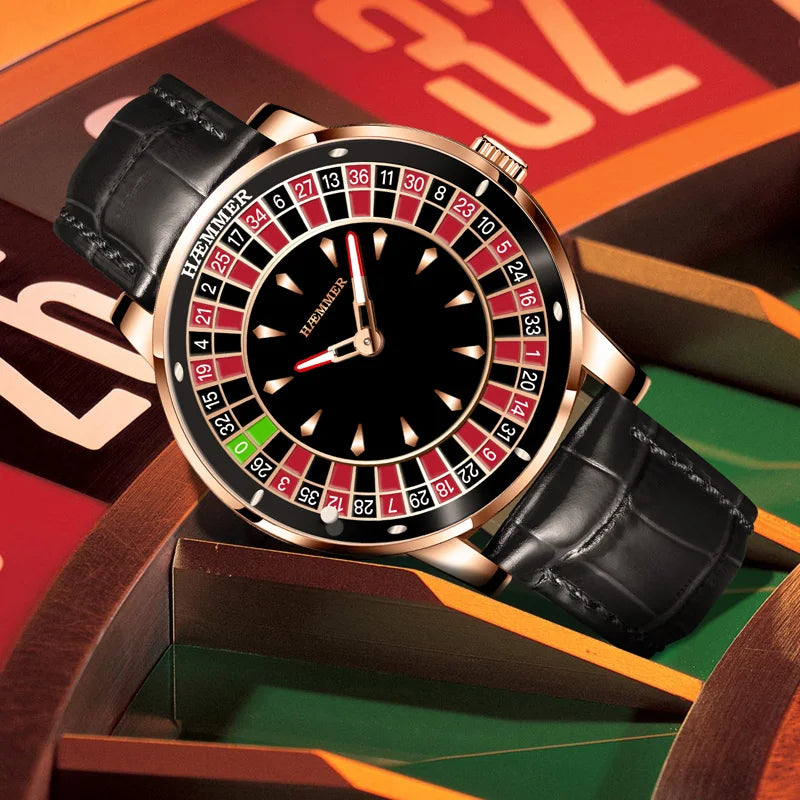 HAEMMER Luxury Men's Mechanical Watch NH35 Men's Roulette Rotary Sapphire Glass Watch Waterproof