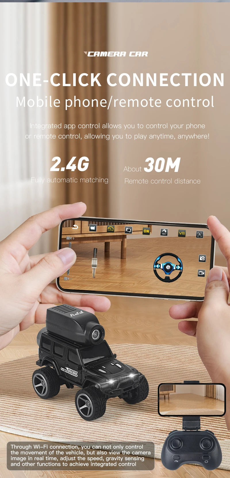 1:64 Mini RC Car 2.4G Remote Contorl Vehicle with Camera WiFi APP Control High Speed Racing Stunt Cars Toy Gift for Kids
