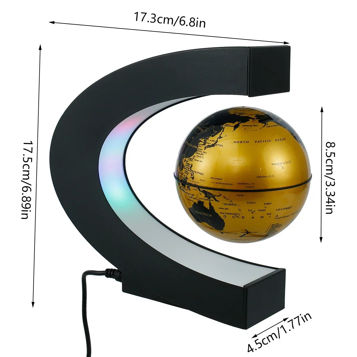 3D Magnetic Floating Earth Lamp, LED Rotating Globe Levitation Light O/C Shape Bedside Night Light Unique Gift Idea
