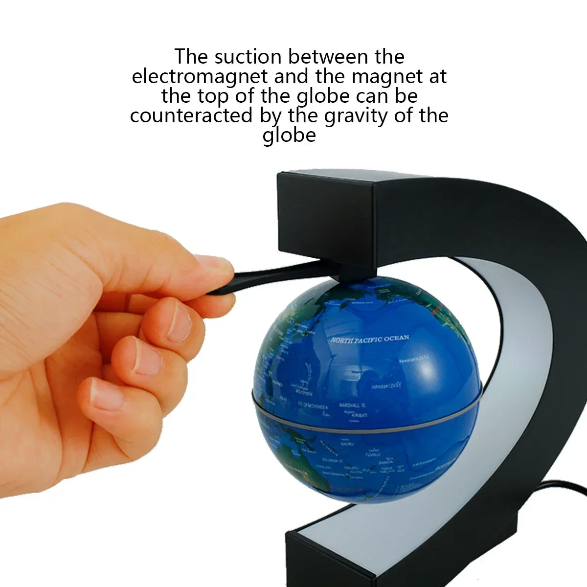3D Magnetic Floating Earth Lamp, LED Rotating Globe Levitation Light O/C Shape Bedside Night Light Unique Gift Idea