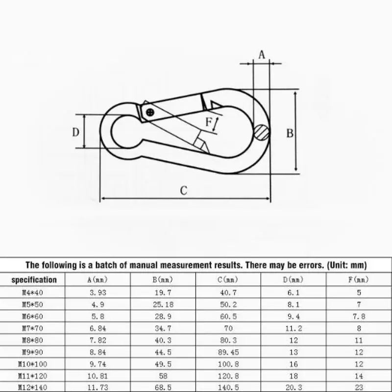 1pc Spring Hook Quick Link Spring Snap Carabiner M4 M5 M6 M8 M10 304 Stainless Steel Lock Ring Hook Climbing Safety Buckle