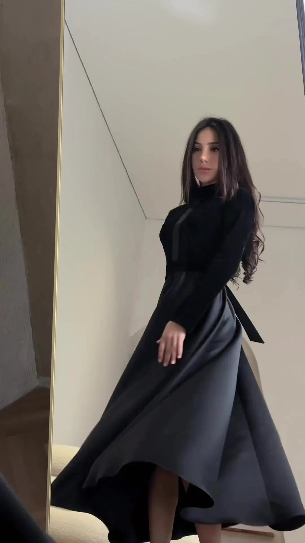 Elegant Dresses Slim Spring Autumn Evening Dresses Female Solid Velvet Dress Ladies Waisted Long Round-Neck Clothes for Women