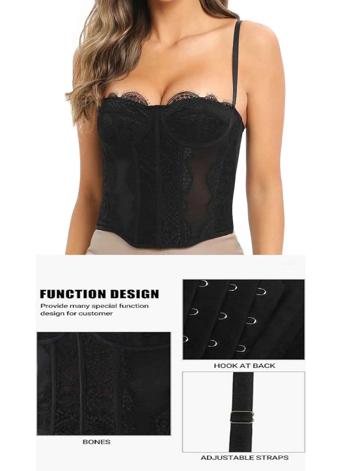 Women's Corset Bone Clothing Steel Bones Tight Slimming Waist Cincher Vintage Shapewear Corsets Top with Lace