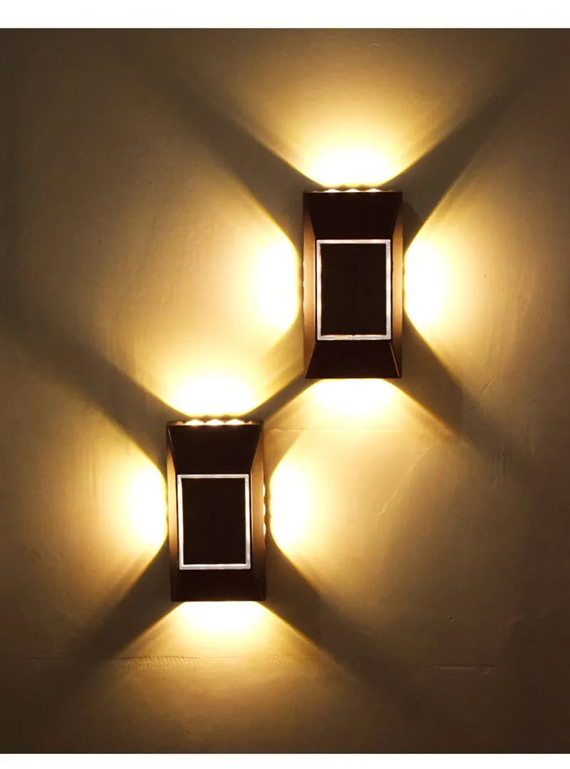 1-4pcs 12 LED Solar Wall Lamp Outdoor Waterproof Four Sides Glowing Light Staircase Villa Balcony Lighting Solar Wall Lights