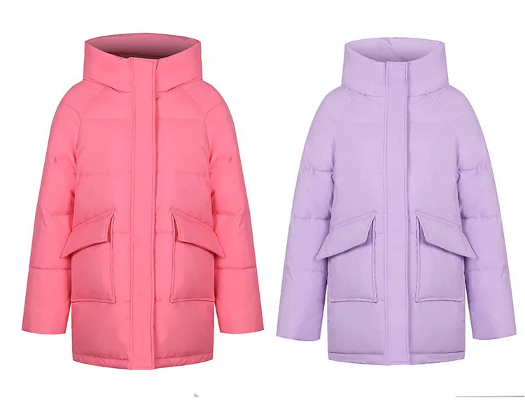 Clothing Women Cotton-Padded Jacket 2025 New Casual Elegant Loose Solid Color Warm Hooded Winter Warm Women Cotton Jacket H537