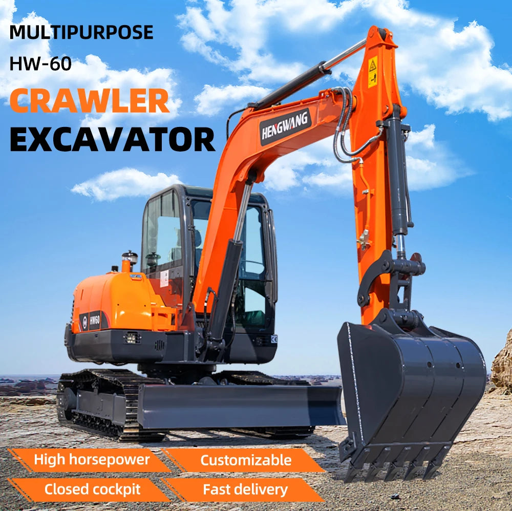 HW-60 Excavator 6 Ton Digger Medium And Large Excavators Construction Machinery Heavy Equipment China Factory Direct Sales