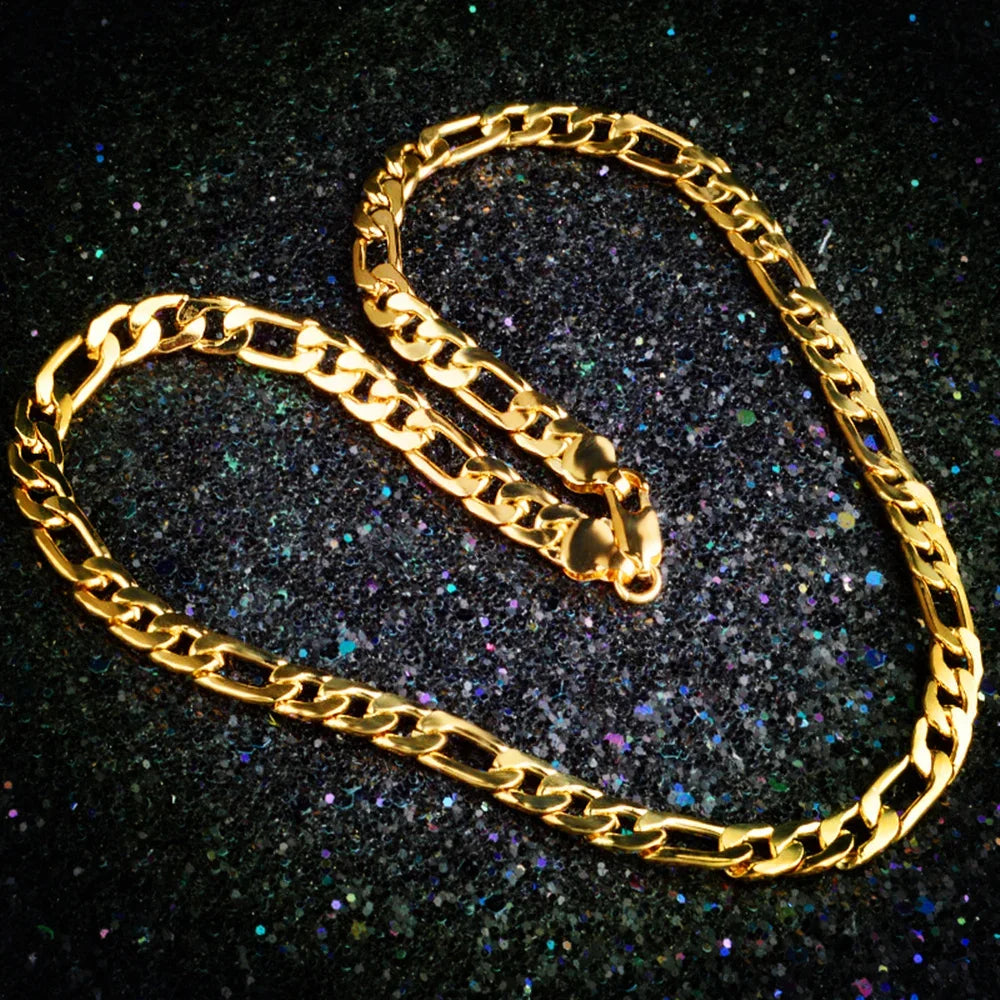 High-Quality 18K Gold Necklaces 20 Inches Classic 8MM Sideways Necklace For Men Fashion Jewelrys Gifts Wedding Party Not Fading