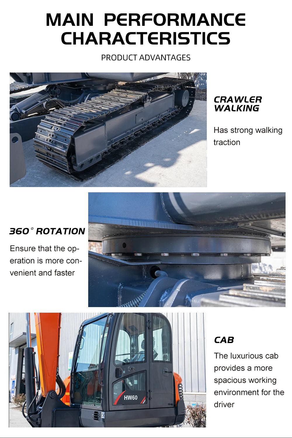 HW-60 Excavator 6 Ton Digger Medium And Large Excavators Construction Machinery Heavy Equipment China Factory Direct Sales