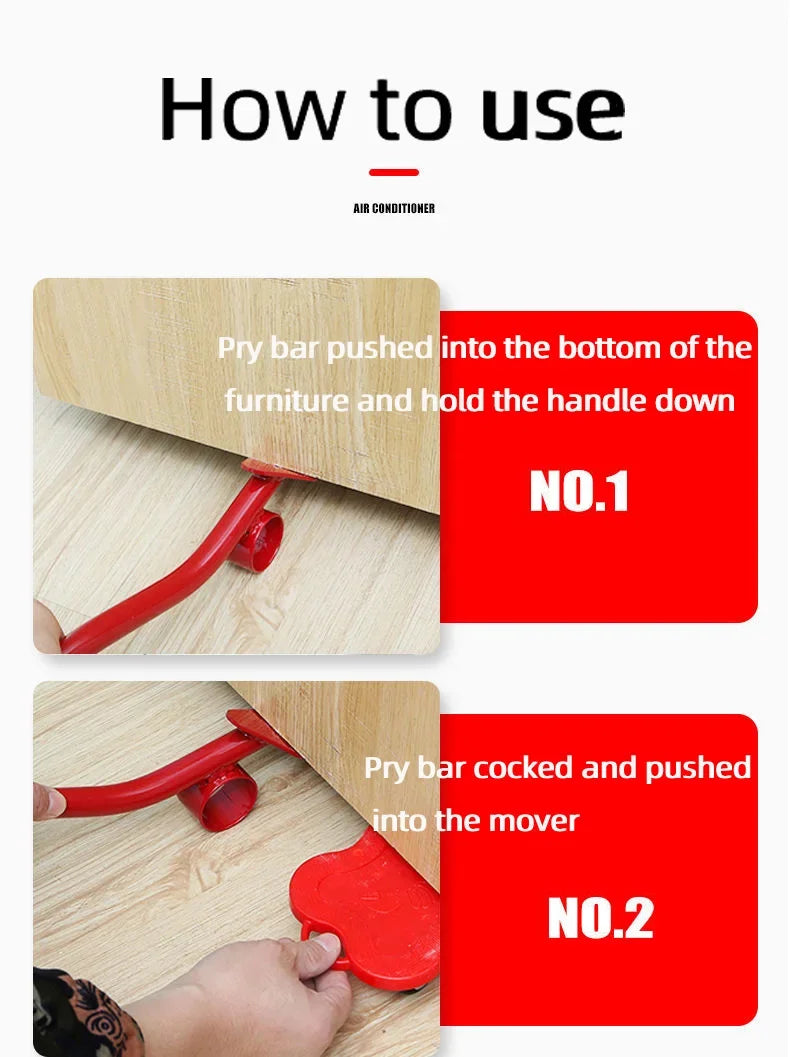 Wheels Rollers for Moving Heavy Furniture Set Heavy Stuffs Transport Lifter Wheeled Mover Roller with Wheel Bar Moving