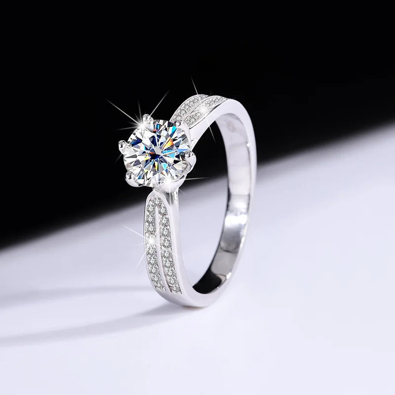 925 Sterling Silve Gorgeous Shiny Zircon Stone Ring For Women Engagement Wedding Luxury High Quality Fine Jewelry