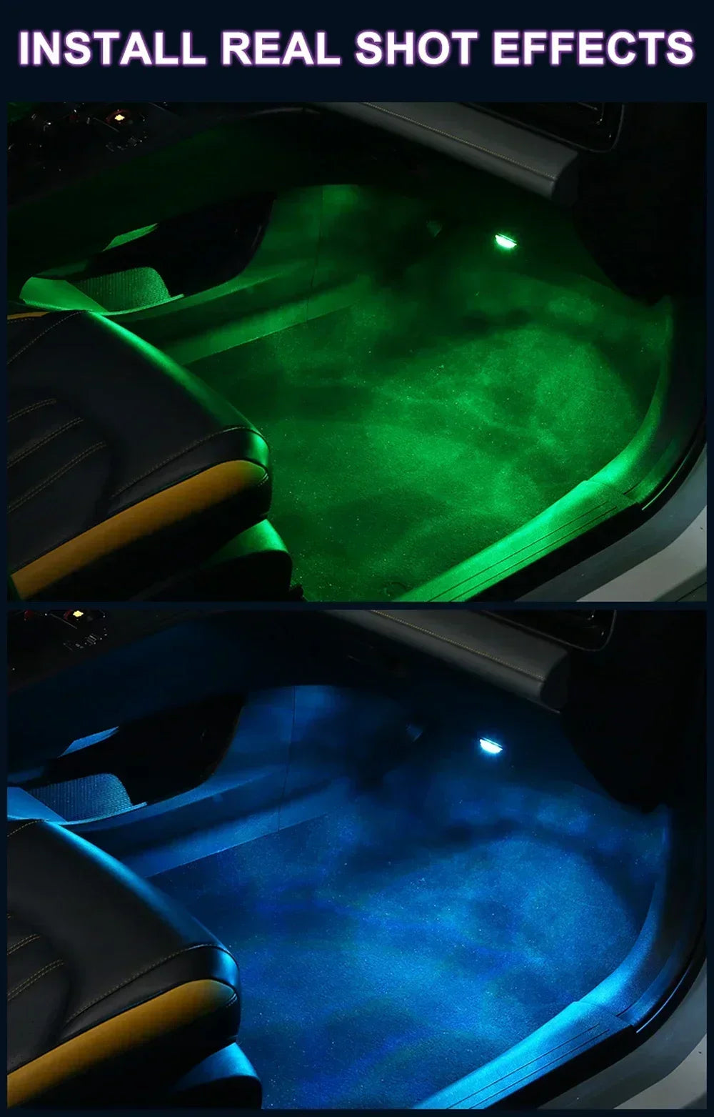 1/10PCS Wireless Adhesive LED Car Interior Ambient Light Remote Control Decor Auto Roof Foot Atmosphere Lamp Bicycle Tail Light
