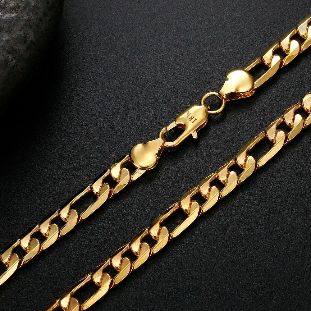 High-Quality 18K Gold Necklaces 20 Inches Classic 8MM Sideways Necklace For Men Fashion Jewelrys Gifts Wedding Party Not Fading
