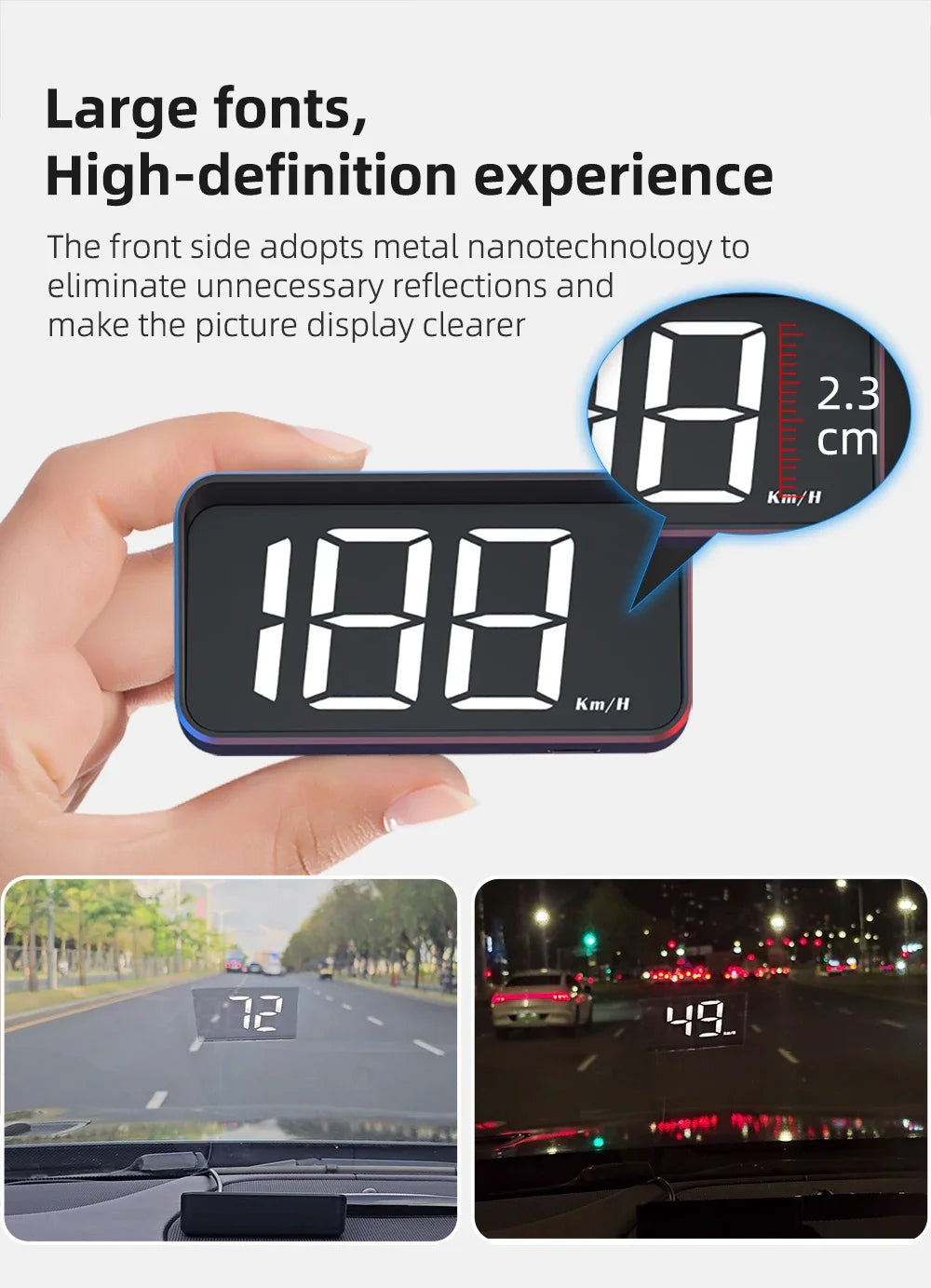 Car Speedometer HUD GPS Head Up Display Digital Speed Meter Windshield Projector For Vehicles Truck Auto Electronics Accessories